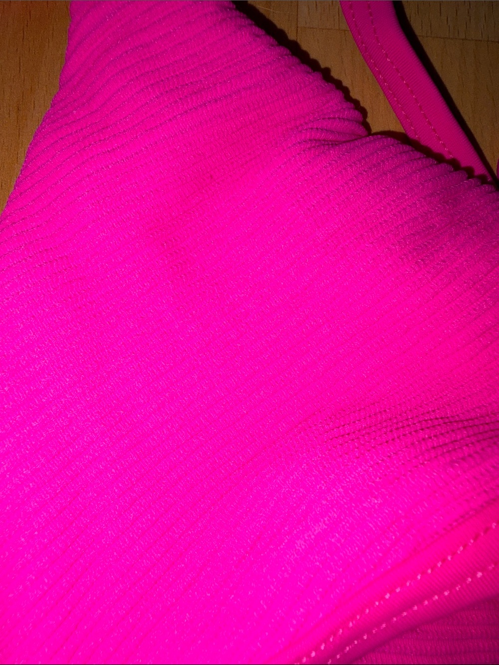 Topshop Neon Pink Ribbed Triangle Bikini Set - Picture 5 of 5